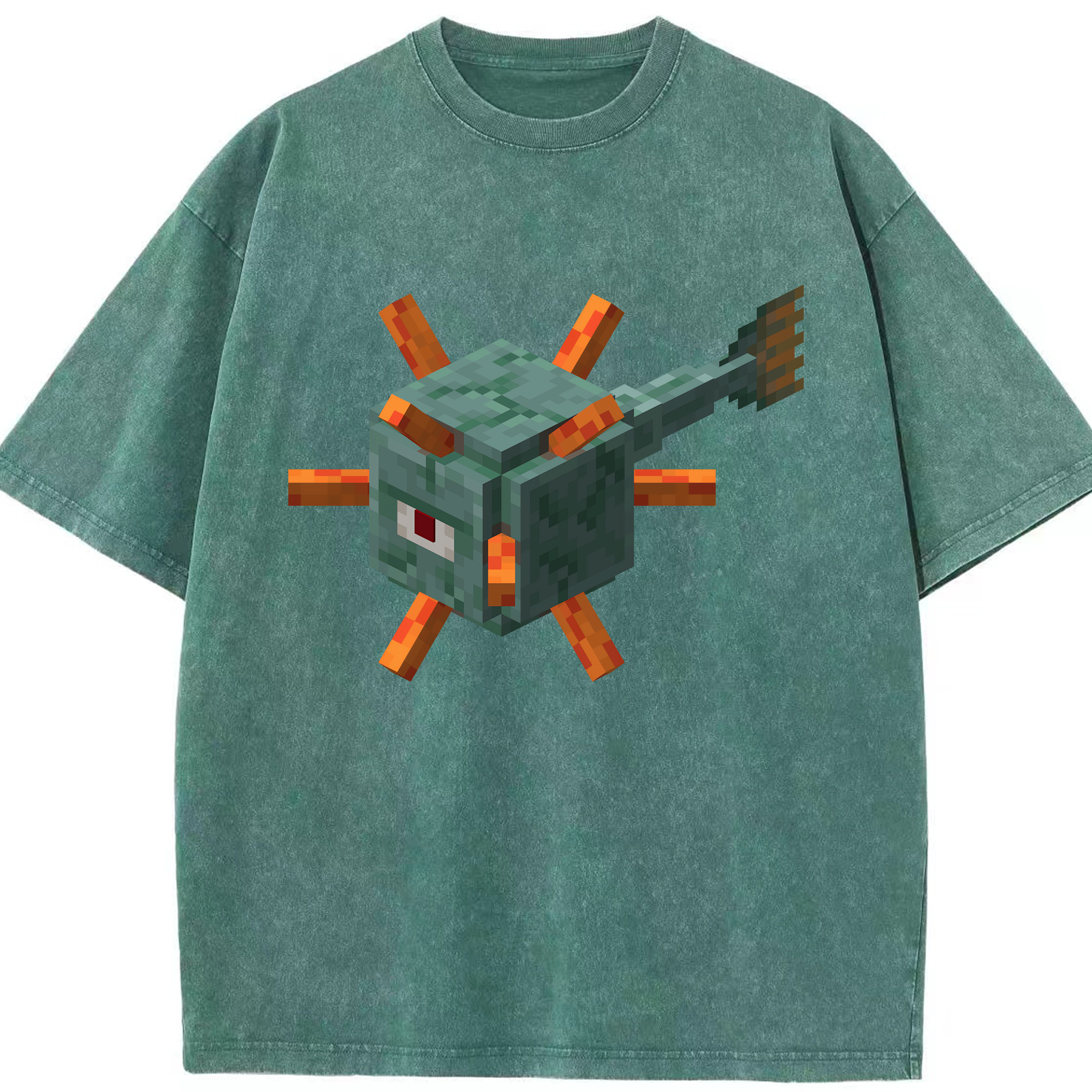 （画像用） マインクラフト ブロックの世界 Minecraft MC Block world 綿100% ヴィンテージ風 半袖Tシャツ（フロントプリント）